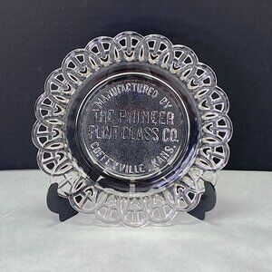 Vintage The Pioneer Flint Glass CO Advertising Plate
